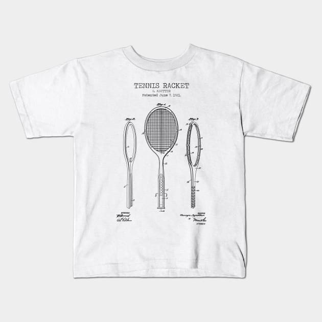 TENNIS RACKET patent Kids T-Shirt by Dennson Creative